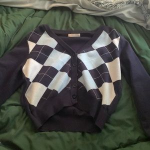 Cropped button up argle sweater